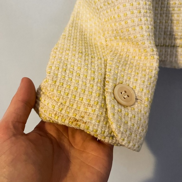 Ann Taylor Yellow Tweed Buttoned Blazer Jacket - Women’s 6 Petite - Picture 3 of 6